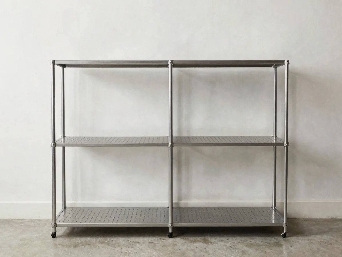 Architectural product photograph of an open-shelf USM Haller conf