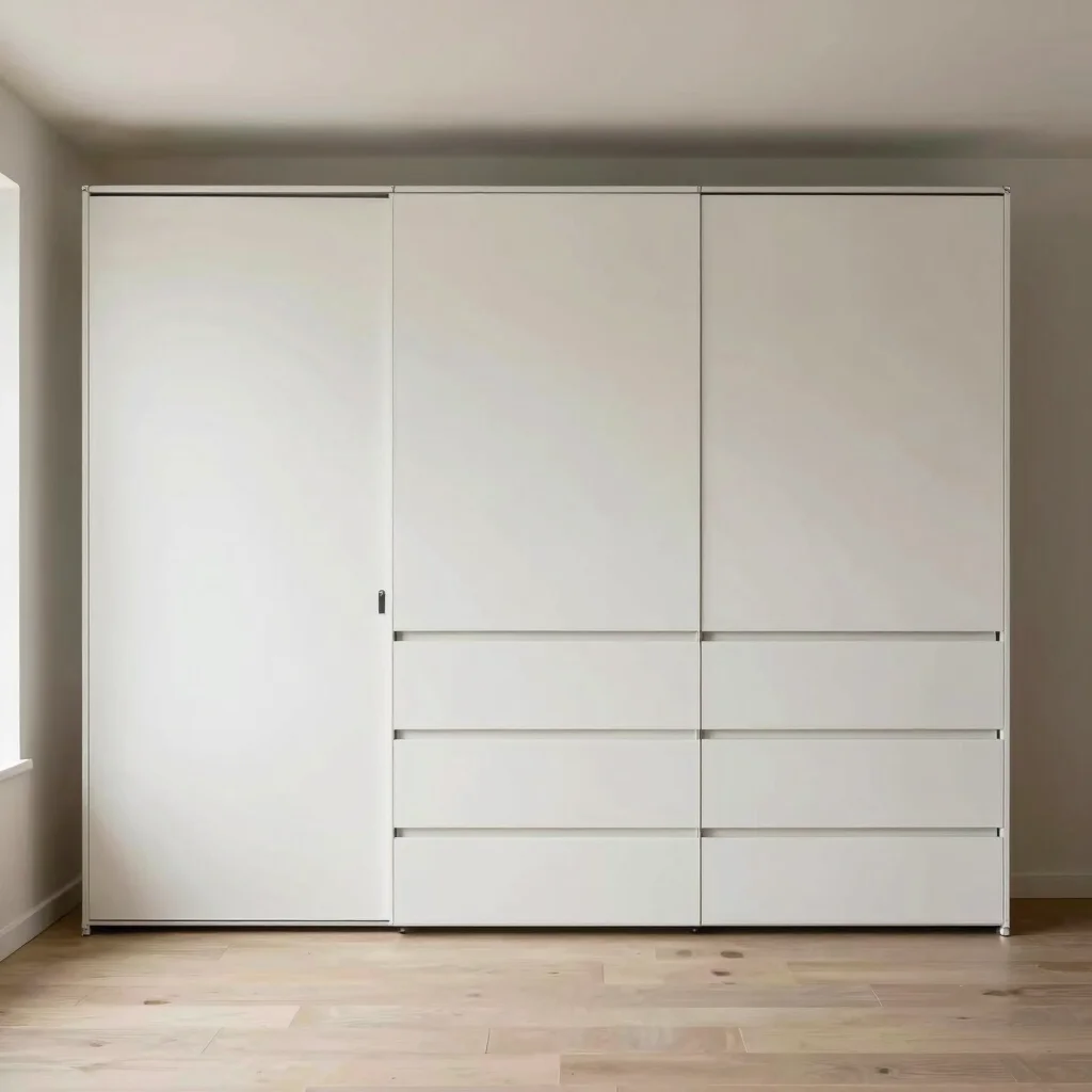 Bedroom with a USM Haller wardrobe configuration of drop-down doo