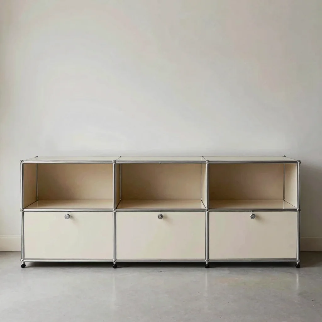 Kitchen sideboard built from USM Haller modules with drawers and